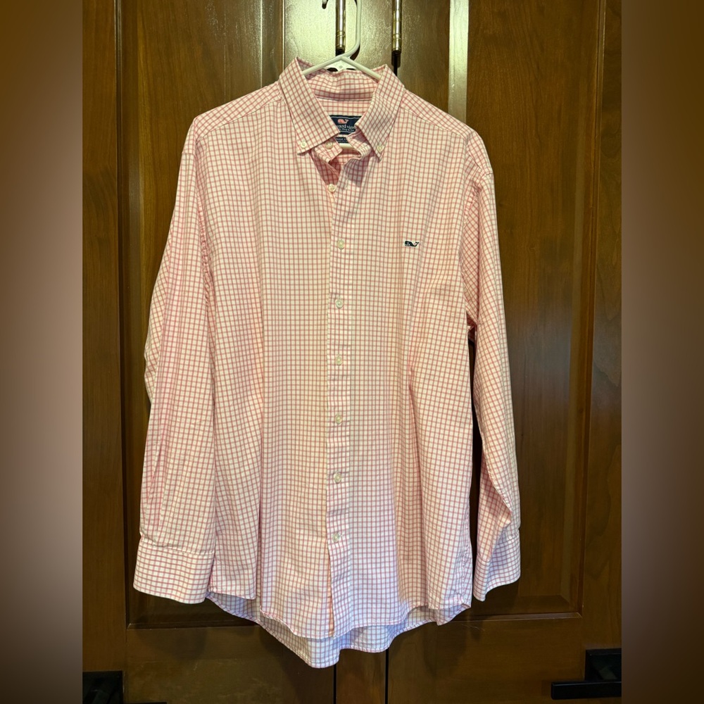 Vineyard Vines Men's Pink Plaid Button Down Shirt - Picture 2 of 4